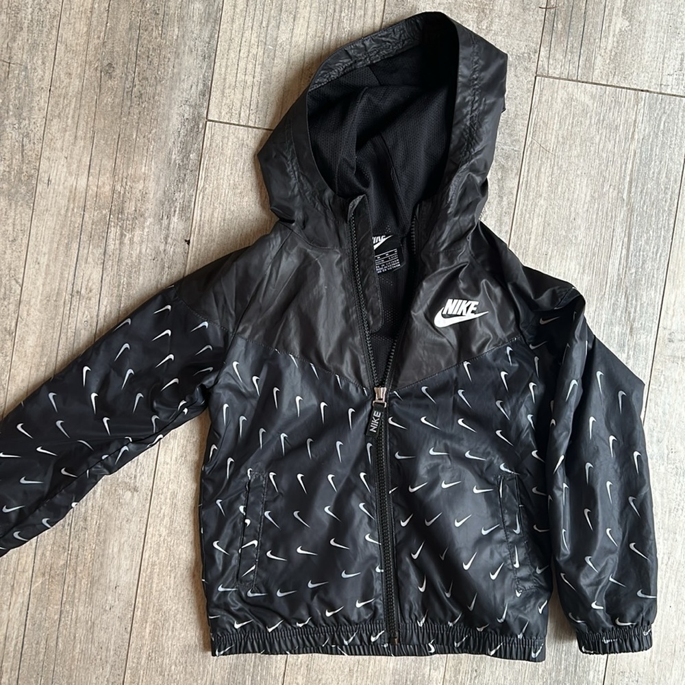 Nike Kids' Black Hooded Windbreaker Jacket